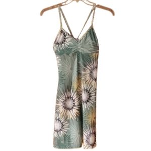 PrAna green starburst dress with criss cross back